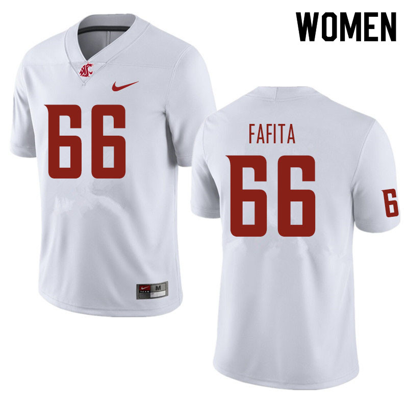 Women #66 Ma'ake Fafita Washington State Cougars Football Jerseys Sale-White - Click Image to Close